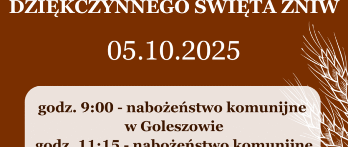 Zaproszenie na nabożeństwa z okazji Dziękczynnego Święta Żniw